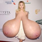 Sydney Sweeney flopping her massive heavy tits out in public
